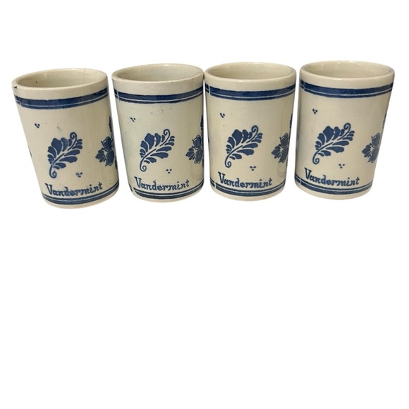 Vintage Set of 4 DELFT Holland shot glasses Vandermint ceramic liqueur cups. - Picture 2 of 5